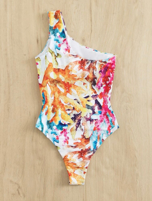 Calzoneta de una pieza de un hombro con estampado