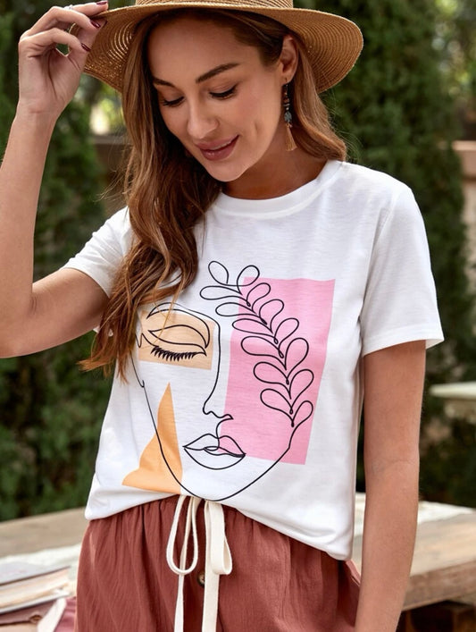 EMERY ROSE Camiseta figura & estampado geométrico