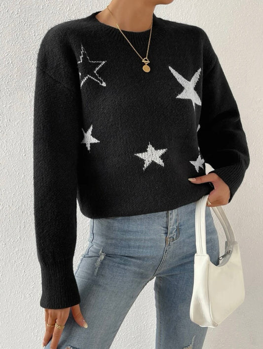 Jersey con patrón de estrella de hombros caídos